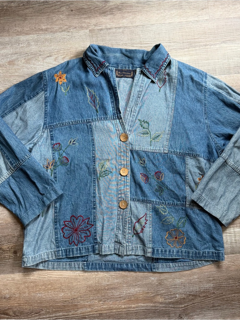 Vintage New Directions Embroidered Patchwork Jacket XL